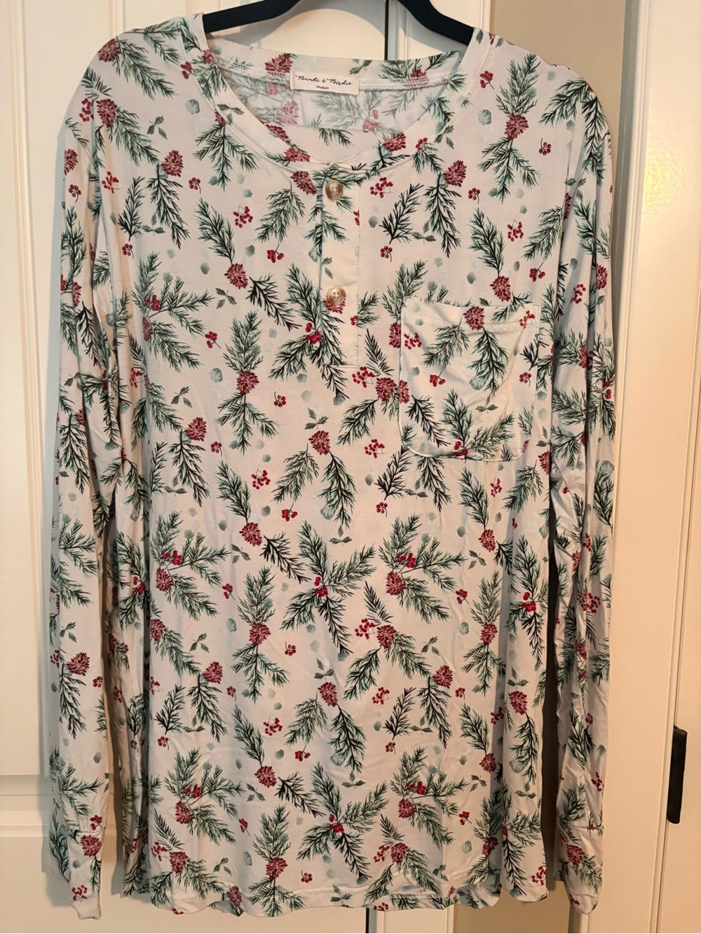 Bambi & Birdie Holiday Pine Print Long Sleeve Top/Pant Lounge set